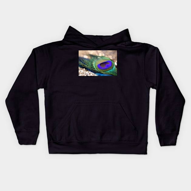 "Gold Sparkle & Peacock Feather" Kids Hoodie by Colette22